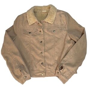 Altar’d State Corduroy Cream/Tan Faux Shearling Lined Jacket Size M